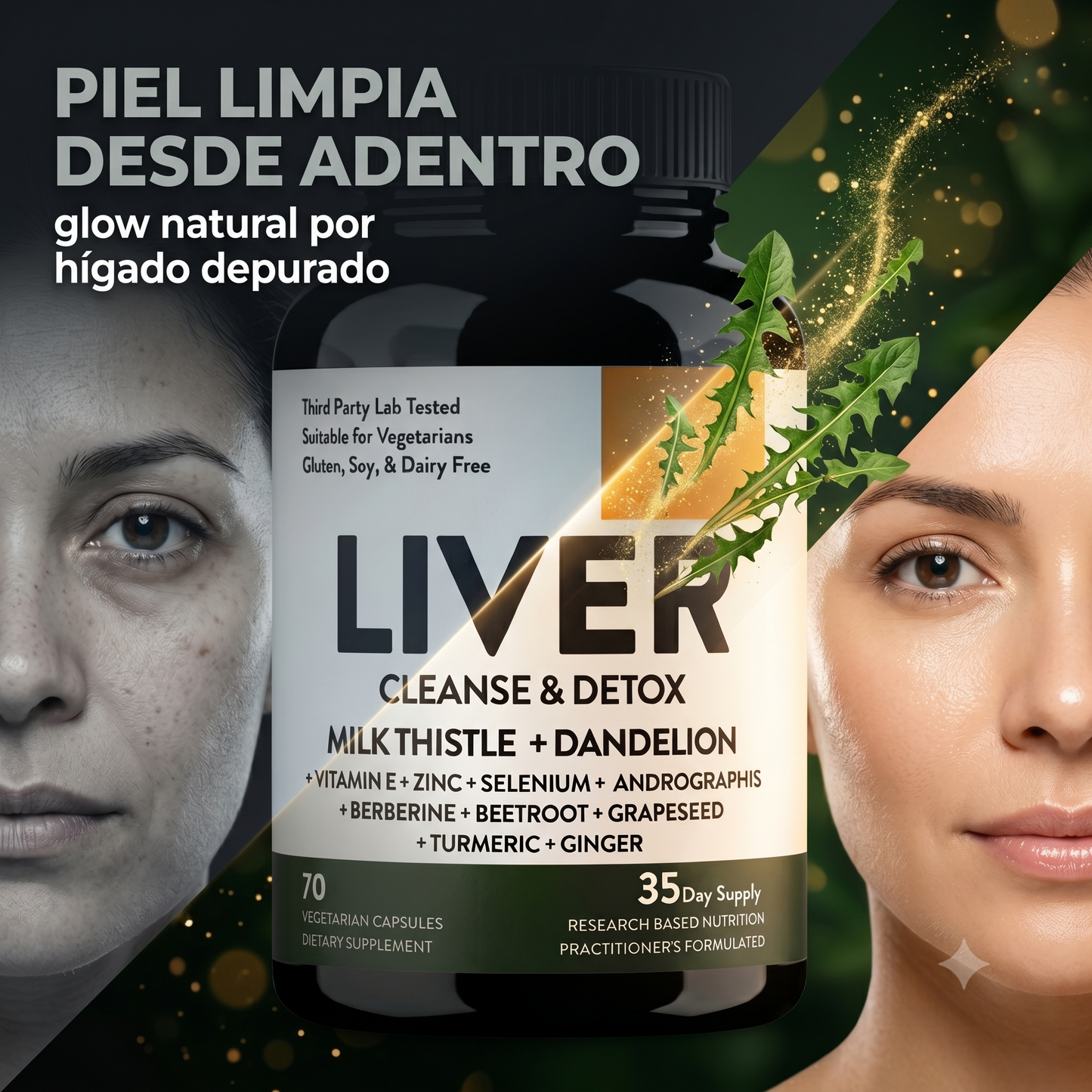Liver Cleanse Detox — Bebida Natural para Limpieza Hepática · Cardo Mariano + Alcachofa + Cúrcuma