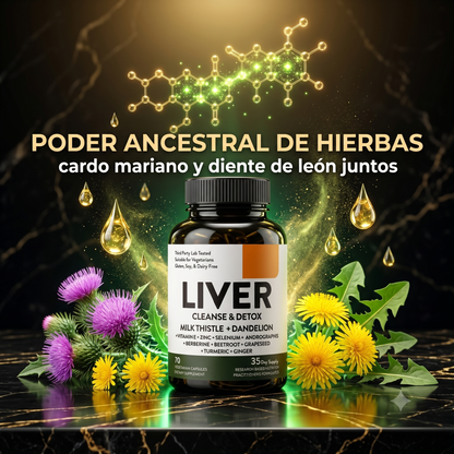 Liver Cleanse Detox — Bebida Natural para Limpieza Hepática · Cardo Mariano + Alcachofa + Cúrcuma